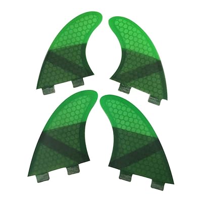 UPSURF サーフボードフィン Double Tabs K2.1サイズ 4枚セット サーフィン カーボン (グリーン)