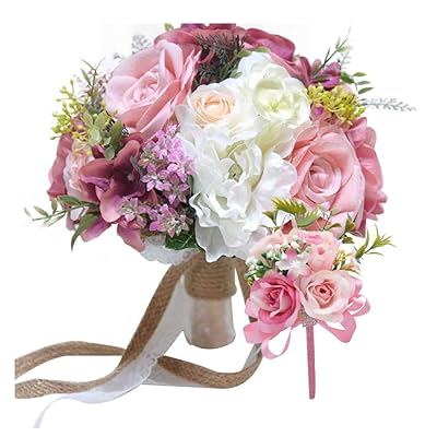 ウエディングブーケ 花嫁ブーケ バラ ブライダルブーケ ラウンドブーケ 花束 造花 欧米風 挙式 結婚式 ..