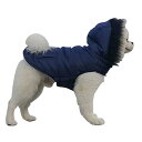 犬服 コート ダウンコート ジャケット 防寒 冬服 ドッグウェア ベスト フード付き ネイビー M