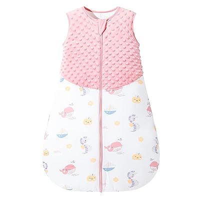スリーパー ベビー 冬 綿 柔らかく 赤ちゃん 寝袋 暖かい 寝冷え防止 1.5 Tog 6ヶ月から12ヶ月 ピンク