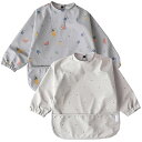 お食事エプロン ベビー 長袖 食事スタイ 洗える 袖付き 離乳食 エプロン 2枚セット 赤ちゃん 女の子 男の子 ベビー スモック 防水 子供 キッズ 食事用エ...