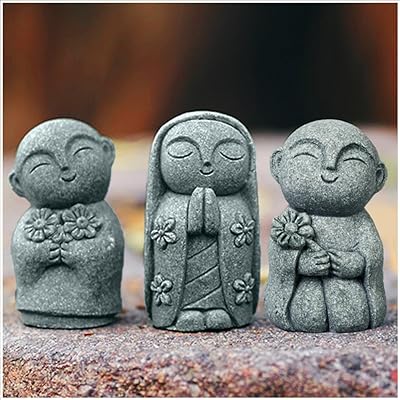 お地蔵さん 癒し 置物 祈り お地蔵様 僧侶 地蔵 手のひらサイズ 守り神 青い砂岩 願い ミニ 縁起の良い 神仏像 セット(3点セットD)