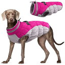 犬用ジャケット防寒コート 冬服 防水 暖かい 大型犬 ファスナー付き 着脱簡単 防風服 雪対策 洗濯機洗い 冬用アウトドアウェア ローズレッドXL(LL)
