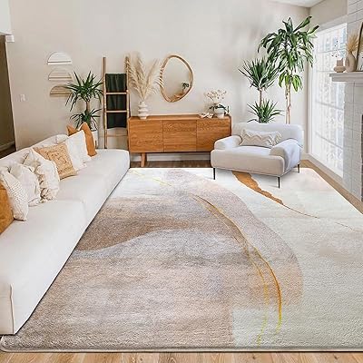 カーペット ラグ ラグマート 絨毯 北欧 模造カシミヤ 防ダニ 抗菌 防臭 滑り止め 幾何学模様 耐久性 長方形 ホットカーペット 冷房対応 オールシーズン (ブラウン/ゴールド, 200x250cm)