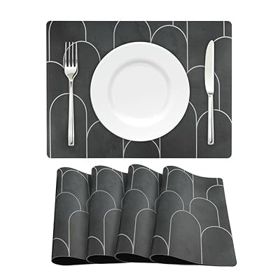 4枚セット ランチョンマット 食事マット - おしゃれ 北欧風 ランチマット 高質PU ゴム 二層生地 食卓飾..