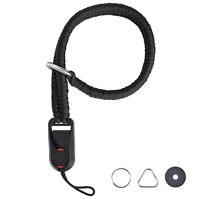 カメラストラップ ハンドストラップ カメラリストストラップ パラコード編みハンドストラップ クイック着脱 一眼レフ/ミラーレス/コンパクトカメラ用 多種カラー (ブラック)