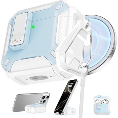 AirPods 第4世代 対応保護ケース スマホホルダー付き 背面マグネット吸着機能付き AirPods 第4世代 対..