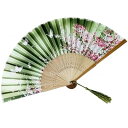 翠の舞い蝶 華やか花模様扇子 - ヴィンテージシルク、日本のレースデザイン、竹フレームが織り成す優美な手持ち扇子