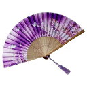 紫妖艶の舞 - 華やかな花柄とビンテージシルクの贅沢な紫蝶扇子、伝統的な日本のレースデザインと上質な竹フレーム、極上の手持ち扇子