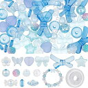 【可愛い少女】 150個13種 12mm アクリルビーズ 青色 ビーズ セット スイーツ パーティー 大きい 花 ビーズ フラワー カラフル つや消し ビーズ ...