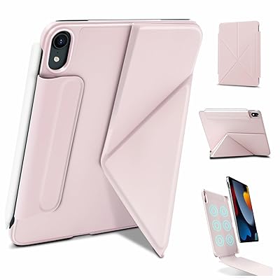 iPad mini7 ケース (A17 Pro 2024 第7世代) マグネット吸着 iPad mini6 ケース (2021 第6世代) 超薄型磁気吸着式 8.3インチ 軽量 エッジ保護 横縦スタンド 折りたたみ式 角度調整 耐衝撃 オートスリープ