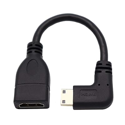 ハイスピードmini HDMI(オス)to HDMI(メス)変換ケーブル HDMIタイプAメス-HDMIタイプC(mini)オス 90°L型 金メッキコネクタ搭載 高速データ伝送 (右L)