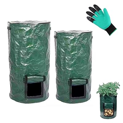 コンポスト 2点セット コンポスト バッグ ガーデン用 植え袋 コンポスト 容器 落ち葉処理 肥料袋 屋外 ..
