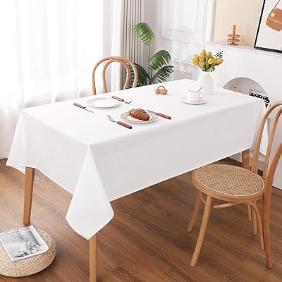 白 テーブルクロス 長方形 撥水 大きめ 方形 無地 汚れ防止 おしゃれ シンプル テーブルカバー リネン類 耐熱 丸洗い お手入れ簡単 業務用・家庭用 ホワイト 140x220cm