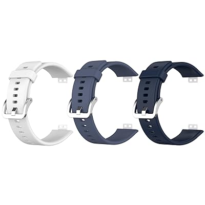 HUAWEI WATCH FIT Special Edition用バンド ベルト 3色セット 交換バンド シリコン WATCH FIT/WATCH FIT New 替バンド 交換ベルト アクセサリー (ホワイト+ヒヤシンスブルー+ミッドナイトブルー)