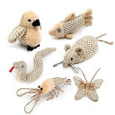 猫のネズミのおもちゃ 天然の麻材料 ネズミと魚と小鳥 フルーツいぐるみ 猫用玩具 猫遊び 噛むおもちゃ 運動不足解消 ストレス解消 (6個入-1)