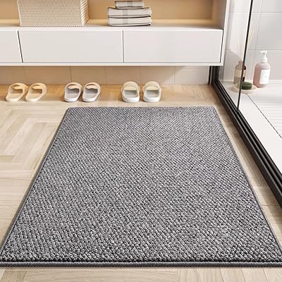 バスマット 模造サイザル麻絨毯 速乾 超吸水 洗える 滑り止め 低反発ラグ 衝撃緩和 おしゃれ 40cm*60cm..