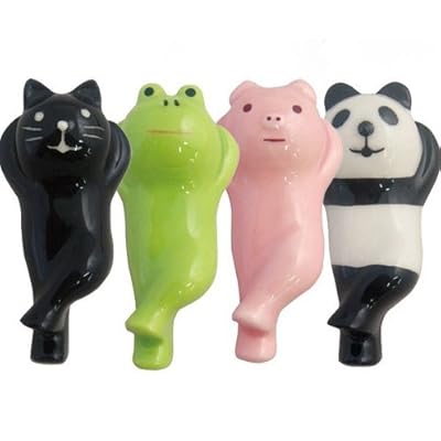 箸置き ゆる可愛い ゴロ寝 カエル パンダ ブタ ネコ 4個セット