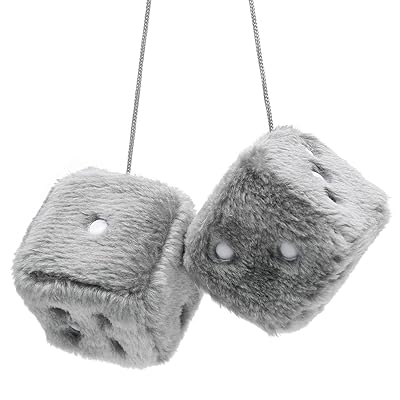 グレー ファジーサイコロ バックミラー用 2.75インチ プラッシュ サイコロ レトロ 吊り下げオーナメン..