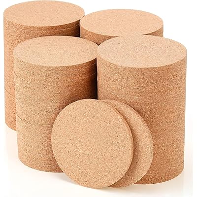 おしゃれ コースター コルク 木製 厚さ5mm 直径10cm 丸型 100枚入り、耐熱性、 滑り止め 、ドリンク用 コルクコースター 、丸いエッジのコーヒーテーブル用コルクコースター、家の装飾のための暖かい贈り物、大容量 業務用 グラス マグカップ適