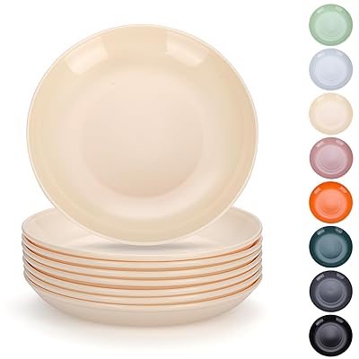 プレート 8個セット 20cm チーズホワイト お皿 壊れない食器 食品グレードPP製 ポリプロピレン 耐熱 耐..