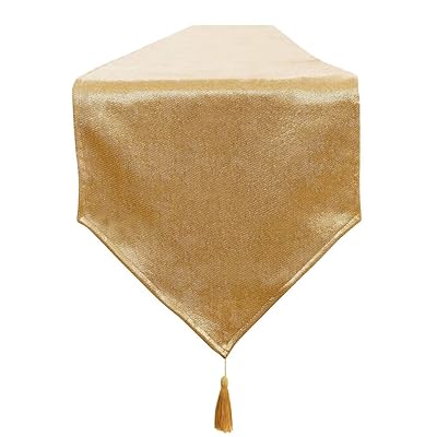 テーブルランナー タッセル付き 35x300cm 無地 ぴかぴかする素材 類麻 布 おしゃれ 北欧 センタークロス モダン テーブルセンター 室内装飾 食卓飾り ゴールド
