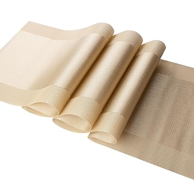 ゴールド テーブルランナー 30x180cm 耐熱 ダイニングルームテーブルランナー 防水&洗濯可能 キッチン ..