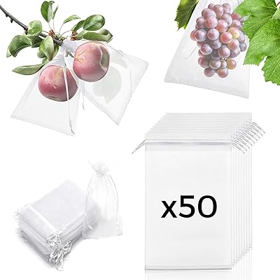 果物袋 保護バッグ 保護ネット 防虫 ネット 果樹用防鳥ネット 果実袋 オーガンジー生地 通気性 メッシュ 鳥よけネット 鳩よけネット 通気性 光通過 耐久性 自然成長 鳥よけ 虫よけ カラス対策 害虫鳥避け 園芸工具 ロープ付き 栽培用 農業用 巾