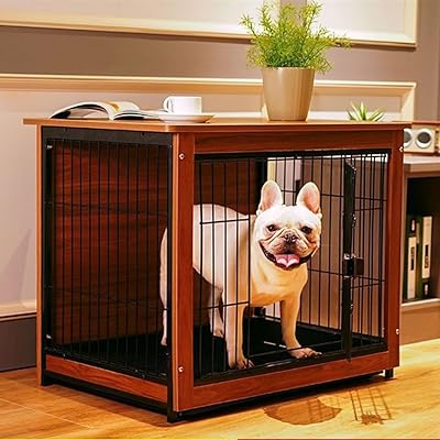 犬ゲージ 犬 サークル ウッディサークル 犬 ゲージ 屋根付き ペットケージ ペットサークル ドッグゲージ 木製 犬 ゲージ 兎 ケージ 幅60×奥行46×高さ60cm 中小型犬用 インテリア 引き出し式トレー 1台3役 お掃除が楽々（M)