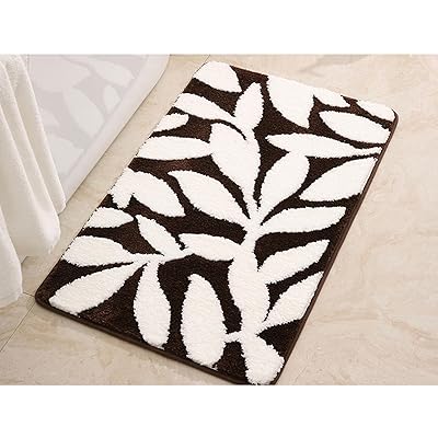 バスマット 北欧 洗える 玄関マット室内 おしゃれ お ふわふわ かわいい 乾度良好 吸水洗面所 風呂 足ふきマット 立体柄 (40cm*60cm, ダークブラウン)