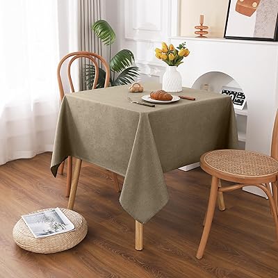 テーブルクロス 正方形 撥水 小さめ 方形 無地 汚れ防止 おしゃれ シンプル テーブルカバー リネン類 耐熱 速乾 丸洗い お手入れ簡単 業務用・家庭用 コーヒー色 90x90cm