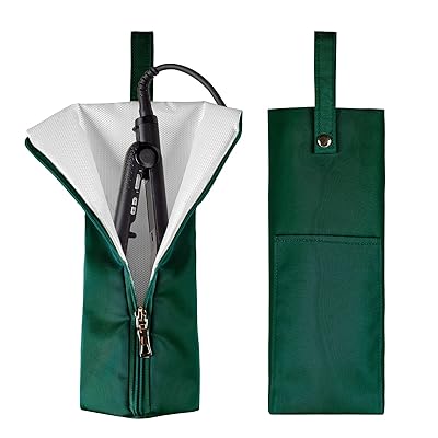 ヘアアイロン ケース 吊り下げ ヘアアイロン 収納 耐熱 ポーチ 300度 アイロンケース 旅行 母の日 プレゼント ギフト 収納ポケット付き (ダークグリーン...