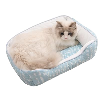 ペットベッド 夏用ひんやり冷感 暑さ対策 猫 犬 クールソファー 毛が引っ付きにくい 通気性いい 洗える 滑り止め キリム S 外径約45x32x15cm