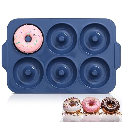 【金属強化フレーム付き シリコンドーナツ型】耐熱 焼きドーナツ型 - 6個取り ドーナツ シリコンモール..