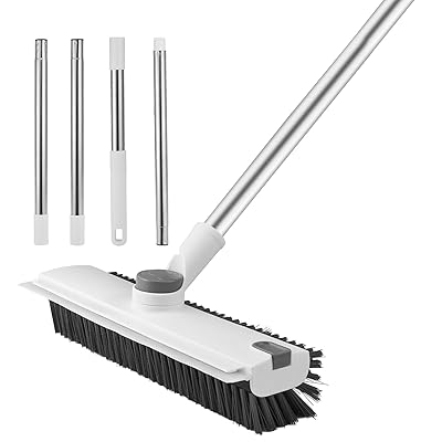 デッキブラシ ベランダ ブラシ 3-in-1 水切りワイパー 360度回転 デッキブラシ 屋外 風呂 掃除ブラシ 4..