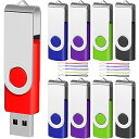 USBメモリ 8GB 10個セット フラッシュドライブ USB2.0usbメモリー フラッシュメモリー 360°ギャップレス回転式 ストラップ付き Windows PCに対応 黒、緑、紫、赤、青 五色(8G, 10個セット5色)(2)