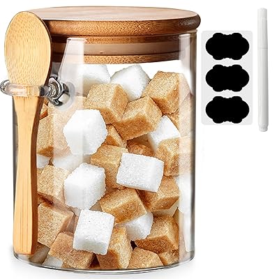ガラス保存容器缶と密閉蓋とスプーン、真空食品貯蔵缶、オーバーナイトオーツキャニスター、家庭用キッチン缶コーヒー豆/お茶/砂糖/香辛料/プロテイン/小麦粉/バスソ...