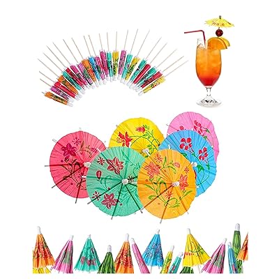 カクテル傘 爪楊枝傘 カクテル 料理の飾り ミニ紙傘 カラフル ハワイ傘 飾り フルーツピック BAR レストラン イベント パーティーグッズ (約144個セット)