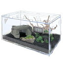 爬虫類 ケージ 飼育ケース 温度湿度計付き 昆虫 透明 通気 給餌箱 飼育容器アクリル 換気が良い ボックス テラリウムタンク 亀 トカゲ ヤモリ 蜘蛛 サソリハリネズミ ヘビ カエル 小型ヘビなど動物 适用 飼育や輸送に最適 (40 * 25 *