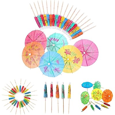 カクテル傘 爪楊枝傘 カクテル 料理の飾り ミニ紙傘 カラフル ハワイ傘 飾り フルーツピック (約50個セット)