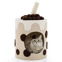 猫ハウス ドーム 人気 高さ67cm 猫部屋 猫ベッド ペットベッド キャットハウス 爪とぎ 爪磨き クッション付き ふわふわ 寒さ対策 室内用 ミルクティーカ...