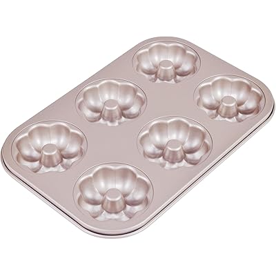 6個ドーナツ型 花の形 炭素鋼 耐熱 焼きドーナツ型、6キャビティオーブンベーキング用ノンスティックリ..