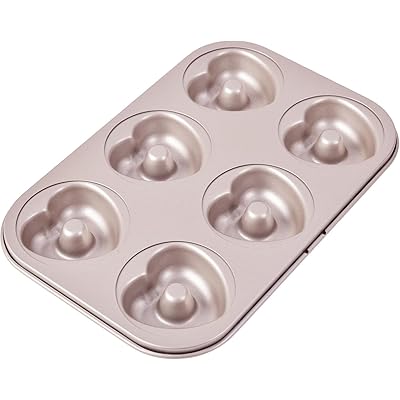 6個ドーナツ型 炭素鋼 耐熱 焼きドーナツ型、バレンタイン、6キャビティオーブンベーキング用ノンステ..