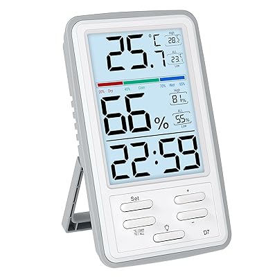 温度・湿度計 デジタル気温湿度計 室内温度計 壁掛け 卓上スタンド マグネット快適度表示 時計表示 バックライト 見やすい大画面液晶表示 梅雨対策 熱中症対策予防 肌の潤い インフル対策 健康管理 室温計 (D7)