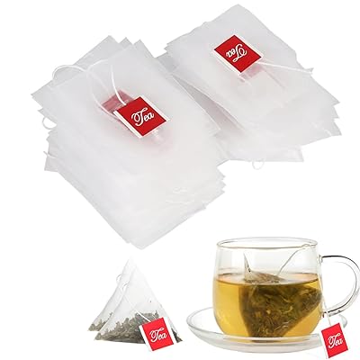 ティーバッグ ドローアライン お茶パック 使い捨て空の袋100個 お茶＆コーヒー用三角紅茶 麦茶 茶こし..