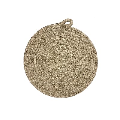 鍋敷き 耐熱鍋敷き 亜麻自然素材 フック付き 収納便利 断熱マット 厚手 おしゃれ 丸型 軽い 滑り防止 通気性 キッチン用品 デスクトップを保護する 鍋置き ...