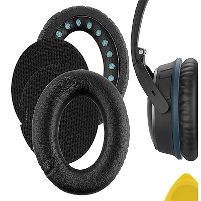 QuickFit イヤーパッド 互換性 パッド ボーズ Bose QuietComfort 15, QC2 ヘッドホンに対応 イヤパッド/イヤークッション/イヤーカップ (プロテインレザー/ブラック)