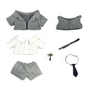 20cm ぬいぐるみ 服 スーツ 上着 白シャツ 半ズボン ベスト ネクタイ ベルト アク