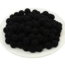 ポンポンボール 直径約25mm 小玉 毛球 単色 黒 100個入り フェルトボール 玉 DIY 人形 ぬいぐる