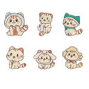 刺繍 ワッペン ねこ 猫 アップリケ 6枚セット アイロン ミニ マーク DIY 装飾 可愛い おしゃれ 保育園 幼稚園 小学校 衣類 飾り (猫)